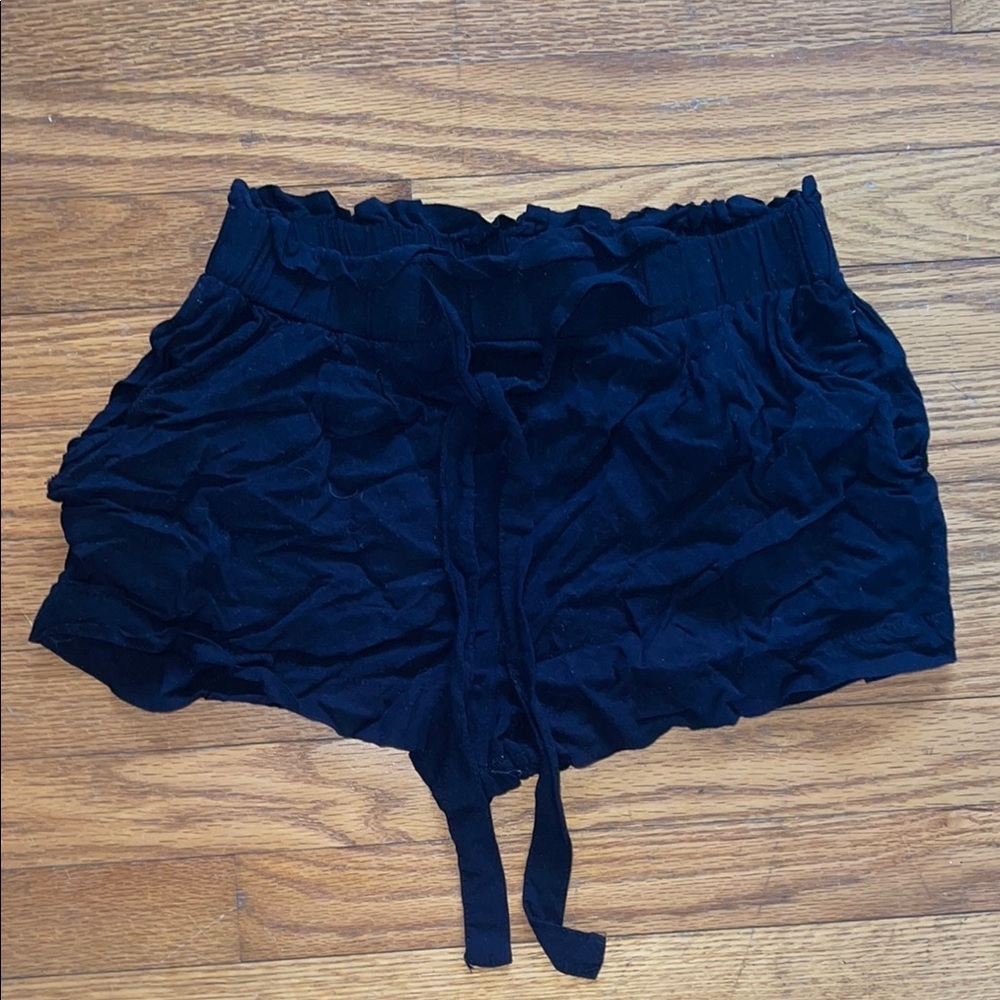 Black Ruffled Casual Shorts